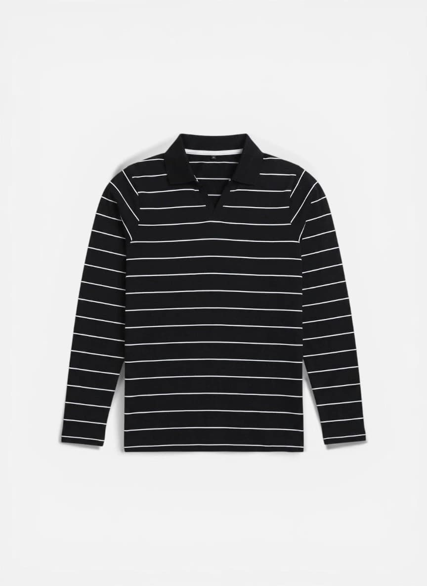 Dillinger Men Regular Long Sleeve Polo Striped Tshirt