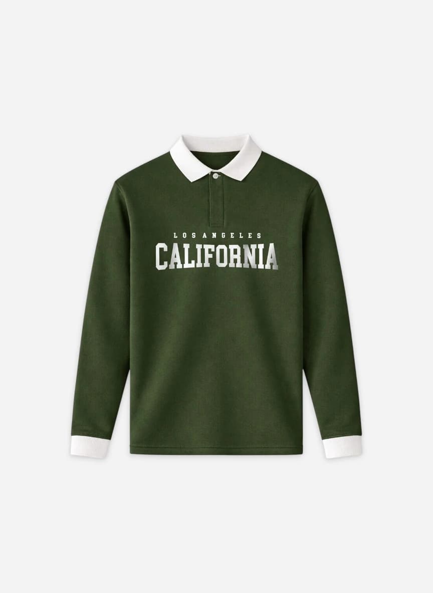 Jump Cuts Men Typography Polo Neck Cotton Blend Green T-Shirt