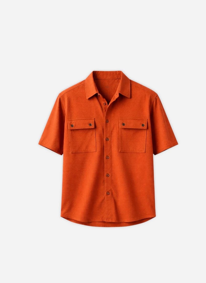Powerlook Orange Boxy Opaque Drop Shoulder Casual Shirt