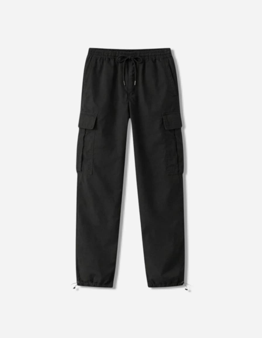 Bene Kleed Men Black Parachute Fit Pure Cotton Cargos Trousers