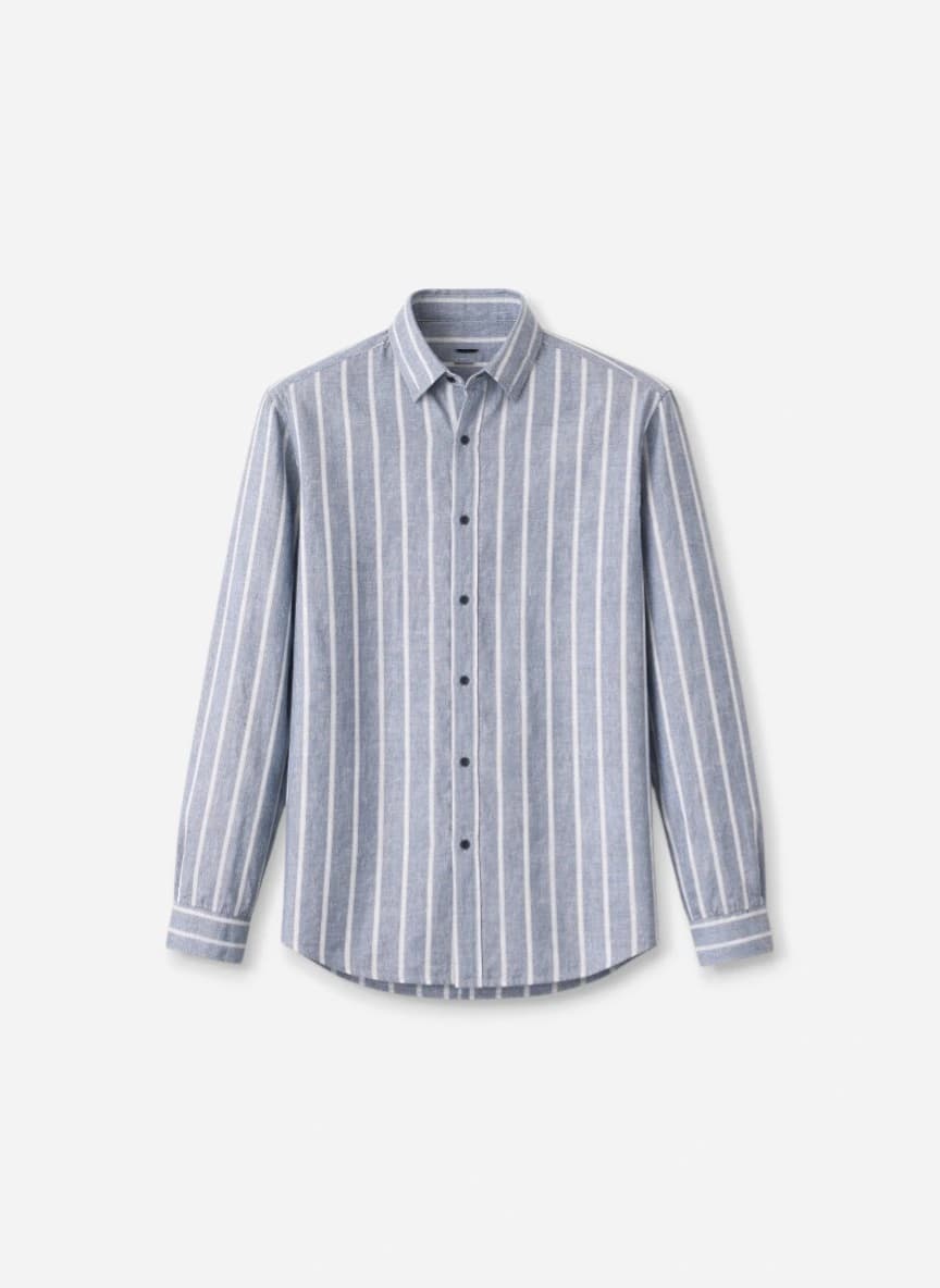 The Souled Store Men Regular Fit Striped Grey Cotton Linen Shirts