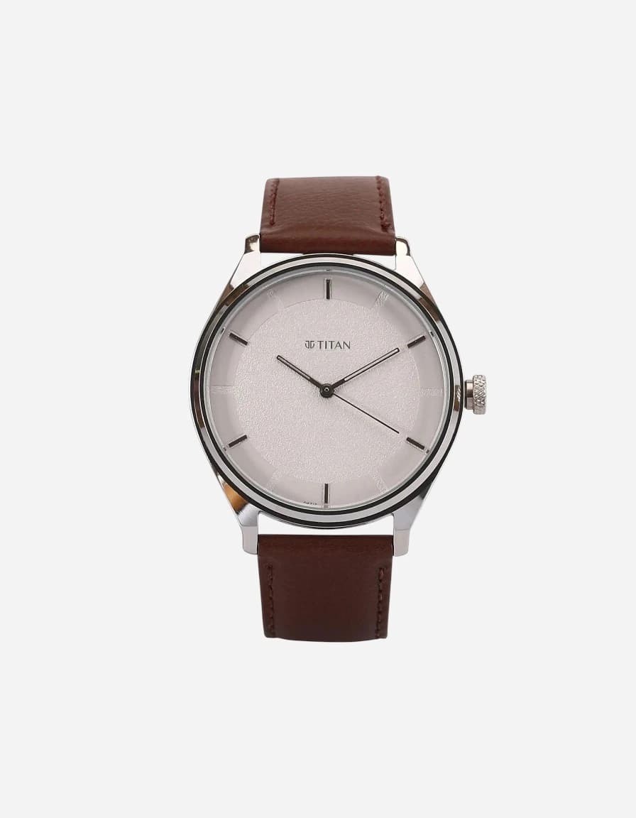 Titan Titan Workwear White Dial Brown Leather Strap Analog Watch  - For Men NT1802SL13,NU1802SL13