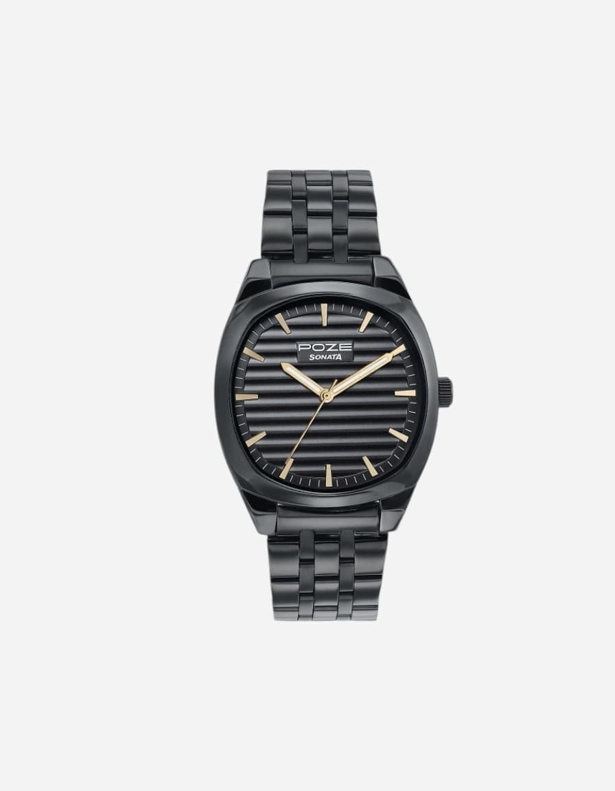 Sonata Poze 7 Analog Black Dial Watch For Men - SP70094NM01W