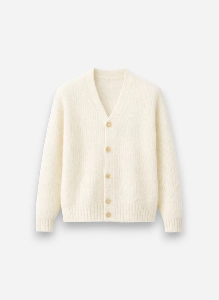 H&M Men Solid Loose Fit Alpaca-Blend V Neck Full Sleeves Cardigan Sweaters