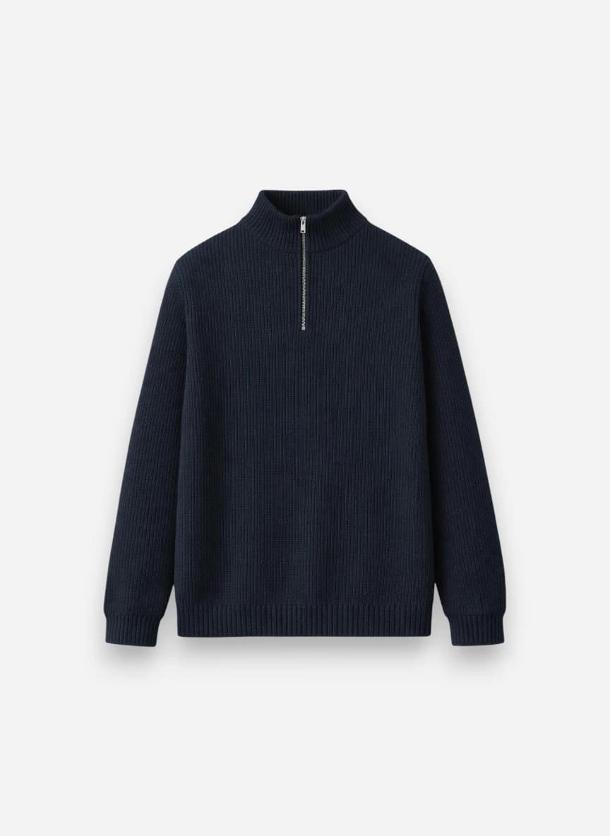 Marks & Spencer Men Ribbed Mock Collar Pullover